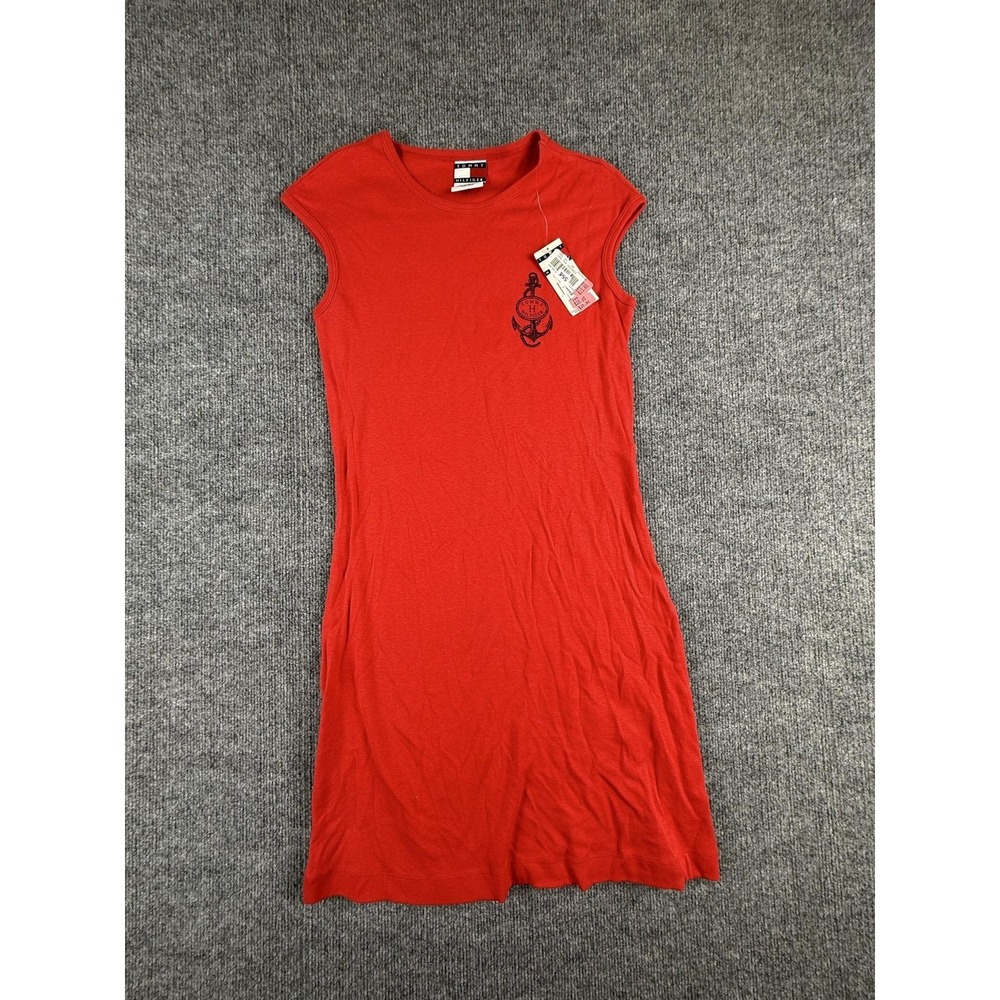 Tommy‎ Hilfiger Dress Womens Medium Red Nautical Anchor T-Shirt Knit Casual